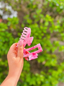 Pink Marble Claw Clips