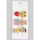 SIX PIECE SCHOOL THEMED MINI HAIR CLIP SET